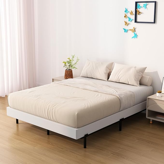 7 Inch Full Size Box Spring Bed Base, Low Profile Metal Boxspring Full Size with Fabric Cover, 3000 Lbs Max Weight Capacity Mattress Foundation, Noise-Free, Easy Assembly