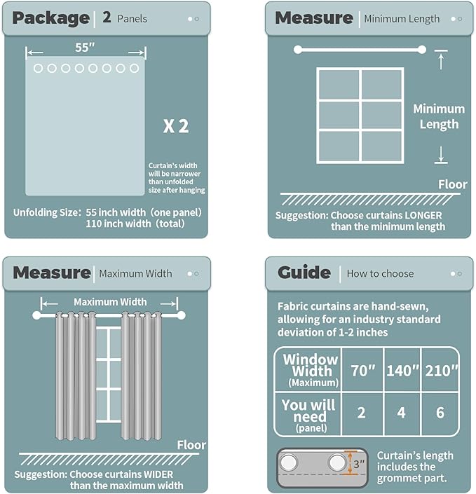 BGment Room Darkening Curtains for Bedroom - Grommet Thermal Insulated Window Treatments Light Blocking Curtains for Living Room, Each 55 x 96 Inch, Light Grey