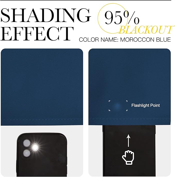 NICETOWN Moroccan Blue Blackout Curtains 96" Long for Office, Dining Room, Guest Room, Sound Reducing Heat and Cold Block Curtain Panels for Modern Room Decorative (55" Wide, 2 Pieces)
