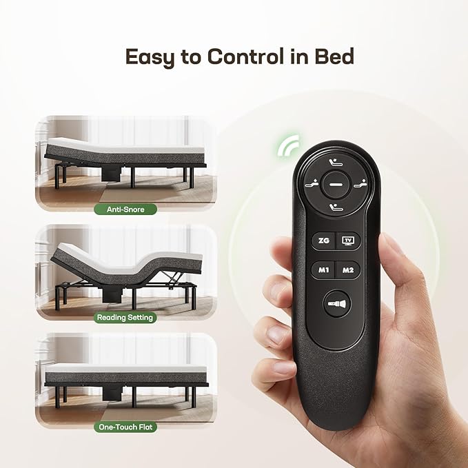 Marsail MS01 Split King Adjustable Bed Frame + 10-inch Gel Memory Foam Mattress, Adjustable Bed Base with Under-Bed Nightlight, Wireless Remote Control Adjustable Bed with 4 Height Options, Split King