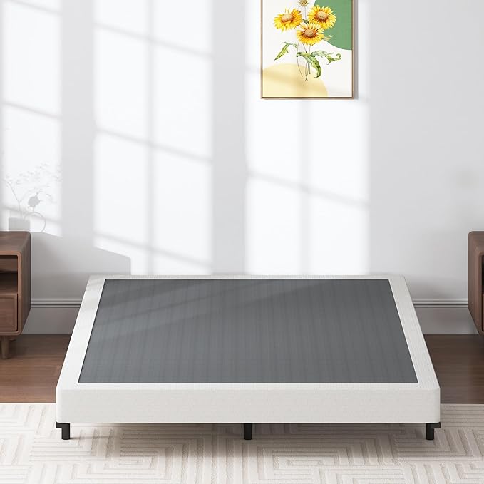 Box Spring California King, 5 Inch Metal Cal King Size Box Spring Basic Bed Base, Mattress Foundation, Black Heavy Duty Metal Structure with Cover