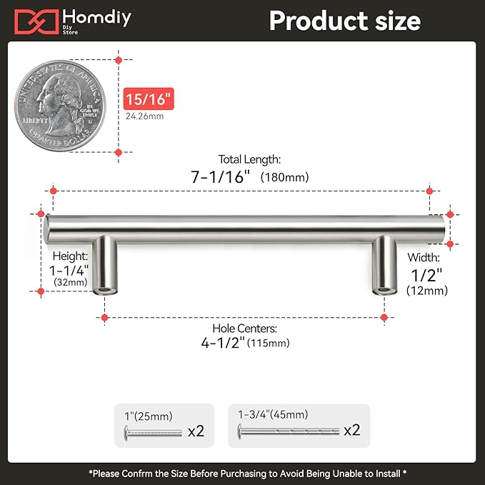 homdiy Cabinet Pulls Brushed Nickel Cabinet Handles - 30Pack Cabinet Hardware 4.5in Hole Centers Kitchen Cabinet Door Handles, Pulls for Dresser Drawers