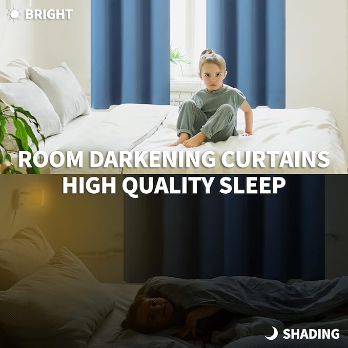 BGment Blackout Curtains for Bedroom - Grommet Thermal Insulated Room Darkening Curtains for Living Room, Set of 2 Panels (42 x 72 Inch, Faded Denim)