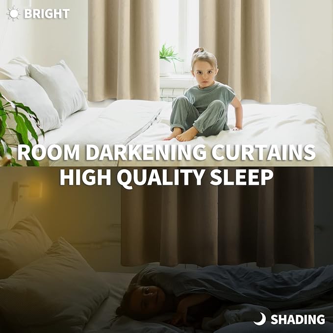 BGment Room Darkening Curtains for Bedroom - Grommet Thermal Insulated Window Treatments Light Blocking Curtains for Living Room, Set of 2 Panels, Each 46 x 84 Inch, Beige