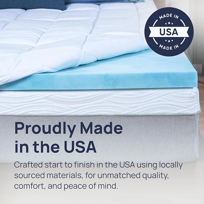 Sure2Sleep Gel Swirl Memory Foam Mattress Topper - 3 Inch, Pressure Relieving, Cooling Comfort - Made in The USA & CertiPUR-US Certified - Softens Firm Beds and Extends Mattress Life - Twin Size