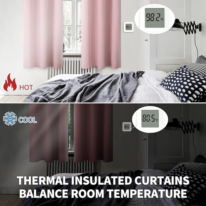 BGment Room Darkening Curtains 108 Inches Long - Grommet Thermal Insulated Drapes Window Treatment Curtains for Bedroom, 2 Panels, 52 x 108 Inch, Baby Pink