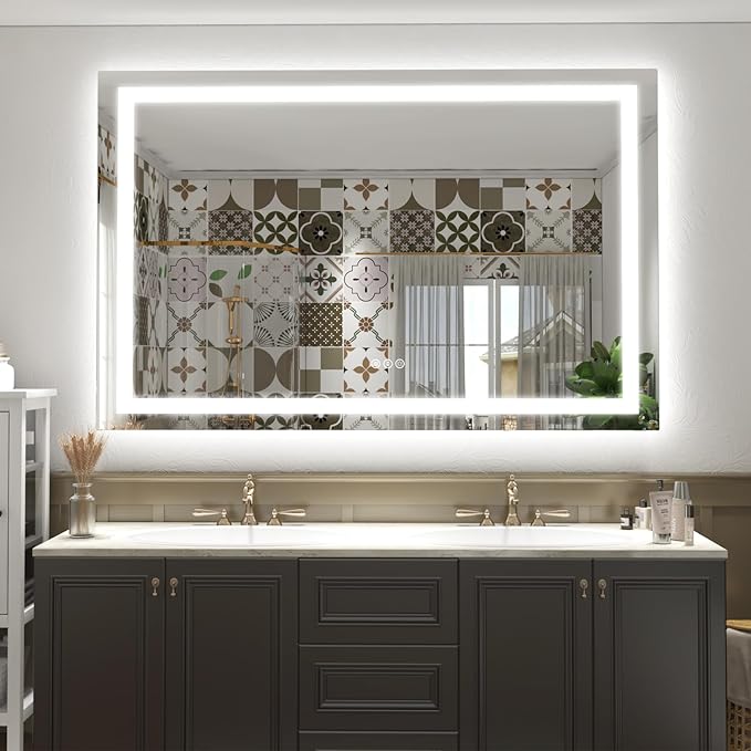 LED Bathroom Mirror for Wall 72x 40, Large Lighted Vanity Mirror with Lights, Dimmable, Anti-Fog, Shatter-Proof, ETL Listed (Front + Backlit)