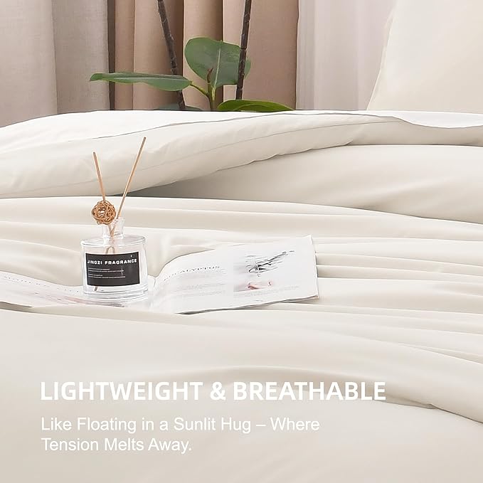 Litanika Full Size Comforter Sets Beige, 3 Pieces Lightweight Bedding Comforter Sets, Down Alternative Comforter Fluffy Bed Set Gift Choice