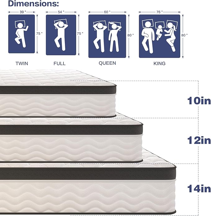 Queen Mattress,12 Inch Queen Size Mattress in a Box,Gel Memory Foam and Pocket Spring Hybrid Mattress,Ideal for All Sleep Positions,CertiPUR-US Certified,Shoulder Support-Medium Firm,80" x 60"