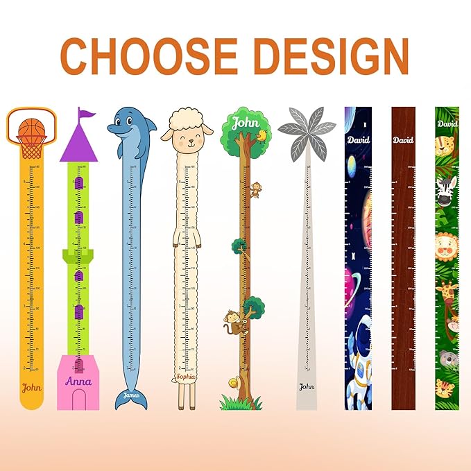 Personalized Growth Chart for Wall, Wooden Height Chart for Kids, Cute Height Measurement for Child/Girls/Boys, Baby and Toddler's Playroom/Kid's Room/Nursery Decor, Dolphin
