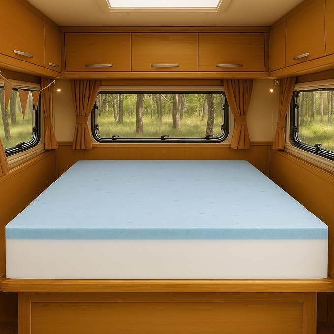Foamma 5” x 48” x 75” Truck, Camper, RV Travel Visco Gel Memory Foam Bunk Mattress Replacement, Made in USA, Comfortable, Travel Trailer, CertiPUR-US Certified, Cover Not Included