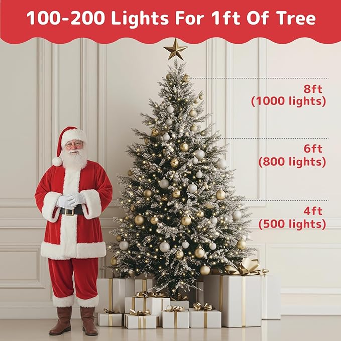 PREXTEX 100-Count Warm White Christmas Lights - 20 ft Clear StringLights on White Wire - Incandescent Xmas TreeLights for Indoor and Outdoor Decorations