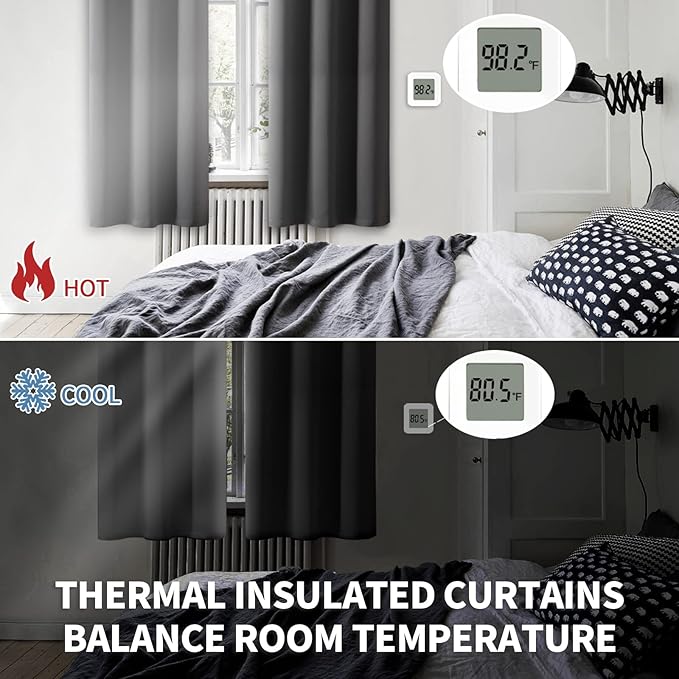 BGment Blackout Curtains for Bedroom - Grommet Thermal Insulated Room Darkening Curtains for Living Room, Set of 2 Panels, Each 46 x 84 Inch, Dark Grey