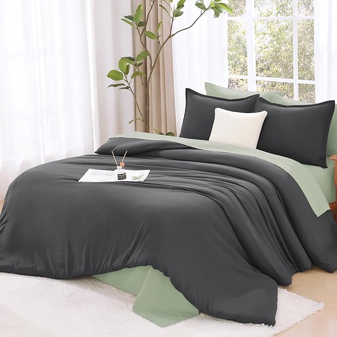Litanika Twin XL Comforter Set Dark Grey - 2 Pieces Extra Long Bed Set for College Dorm, All Season Bedding Set for Girls and Boys