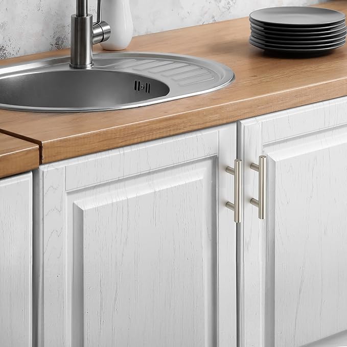 JOY DECOR 15 Pack Cabinet Handles, Brushed Nickel Cabinet Pulls, 2-1/2 in Hole Center Kitchen Cabinet Handles, Stainless Steel T Bar Handles for Dresser Drawers