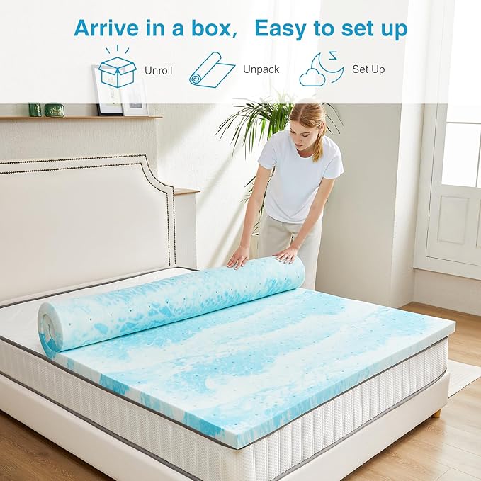 Mattress Topper, Twin XL Cooling Memory Foam Bed Toppers, 2 Inch Soft Mattress Pads for Sleeper Sofa, RV, Camper, CertiPUR-US Certified