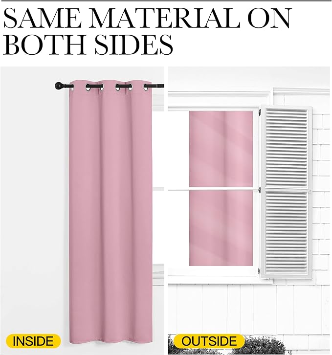 NICETOWN Bedroom Curtain Panels Blackout Draperies, Thermal Insulated Solid Grommet Blackout Curtains/Drapes (Crystal Pink, 1 Pair, 29 by 40-inch)