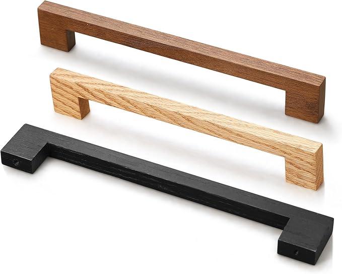 Black Square 5 in 6 pcs Wooden Drawer Pulls Handle pulls for cabinets Kitchen Cabinet Drawer pulls Cabinet Door Pull