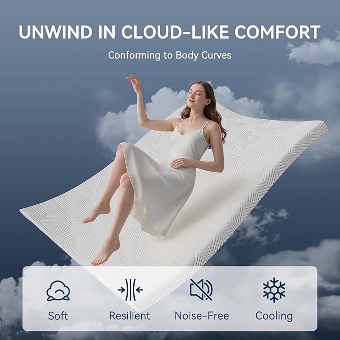 ELEMUSE 3 Inch Gel Memory Foam Mattress Topper Twin XL Size Pressure-Relieving Mattress Topper for Back Pain,Non-Slip Design with Removable & Washable Cover, CertiPUR-US
