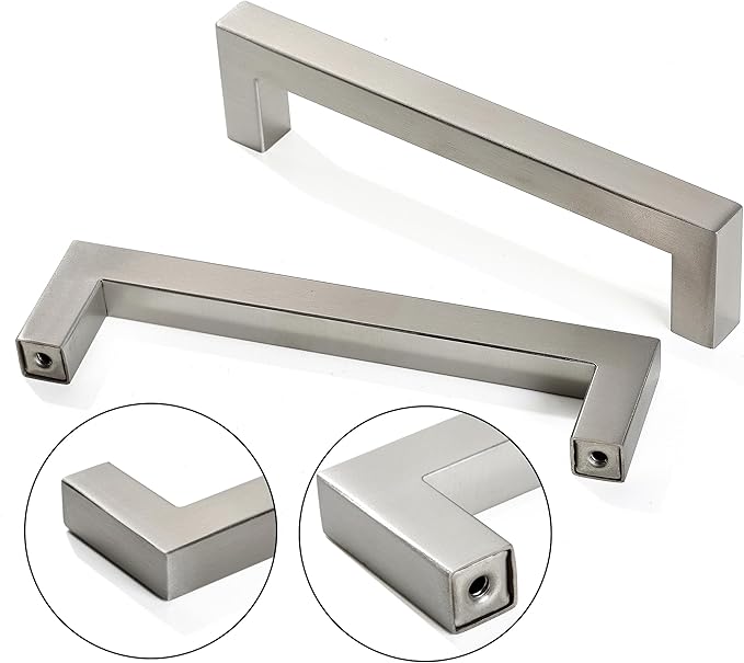 Cabinet Pulls Brushed Nickel Cabinet Handles Square Drawer Pulls, 20 Pack 3 Inch Stainless Steel Kitchen Door Cupboard Cabinet Handles, Cabinet Hardware Drawer Handles, 76mm Hole Centers