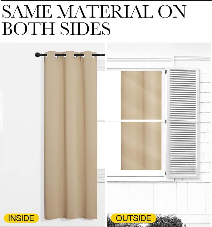 NICETOWN Room Darkening Curtain Panels for Cafe, Biscotti Beige, 2 Panels, W34 x L36 inch, Thermal Insulated Grommet Room Darkening Draperies/Drapes for Window