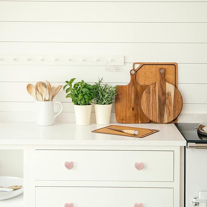 Ceramic Drawer Knobs Heart Shape Cabinet Dresser Pulls Handles with 3 Sized Screws, Kitchen Furniture Knobs for Closet Cupboard Wardrobe (2, Powder Pink)