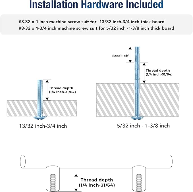 JOY DECOR 5 Pack Cabinet Handles, Brushed Nickel Cabinet Pulls, 8-3/4 in Hole Center Kitchen Cabinet Handles, Stainless Steel T Bar Handles for Dresser Drawers