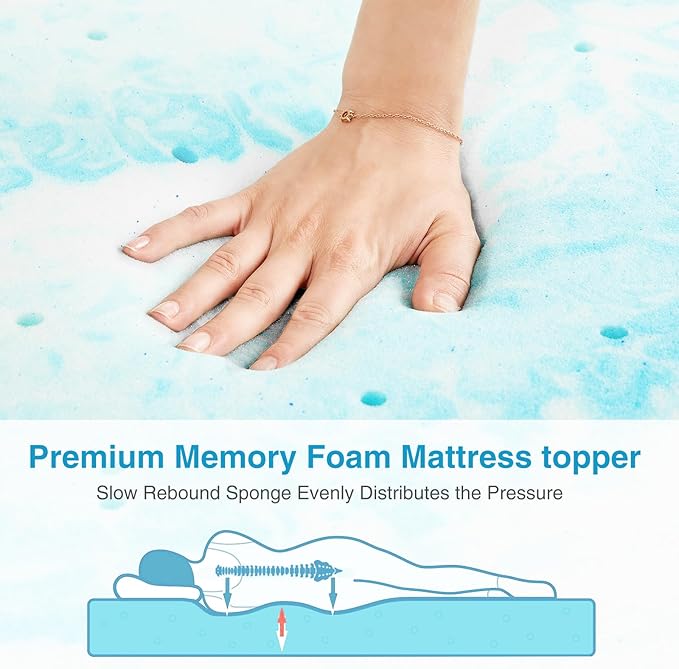 Mattress Topper, Queen Size Cooling Memory Foam Bed Toppers, 3 Inch Soft Mattress Pads for Sleeper Sofa, RV, Camper, CertiPUR-US Certified