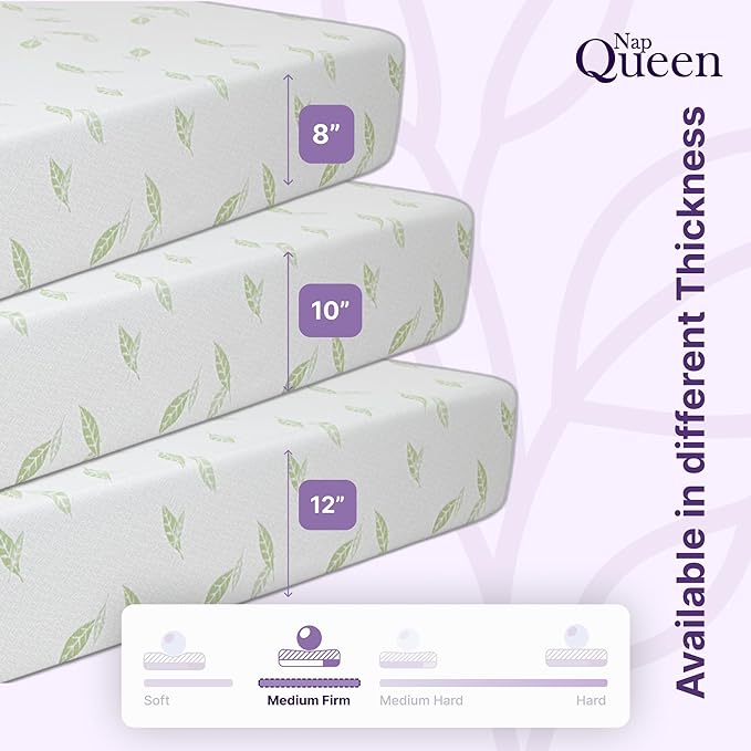 NapQueen Queen Size, 12 Inch Anula Green Tea Infused Memory Foam Mattress, Bed in a Box, CertiPUR-US Certified Mattress