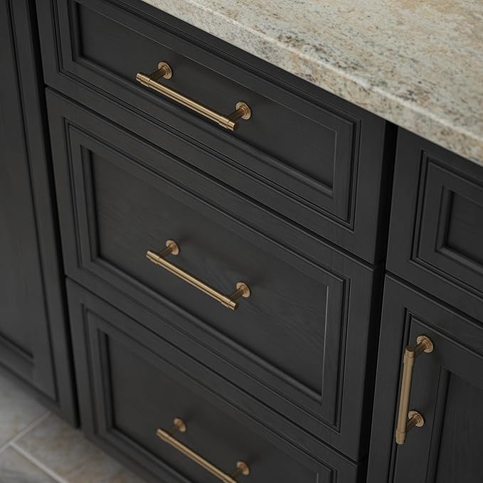 Franklin Brass - Francisco Champagne Bronze Gold Cabinet Handles 4 Inch (4") Hole Center Pulls | Easy Install, Durable Hardware for Kitchen Cabinet Door, Drawers, Dresser Pull, Furniture (10 Pack)