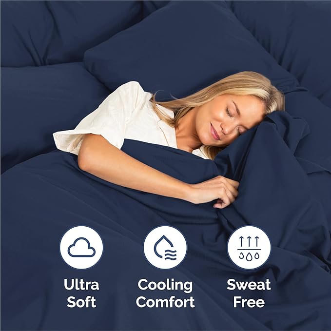 King Size 4 Piece Sheet Set - Comfy Breathable & Cooling Bed Sheets Set - Hotel Luxury Bedding for Women, Men, Kids, Teens, Boys & Girls - Deep Pockets, Ultra-Soft, Wrinkle Free - Oeko-Tex - Navy Blue