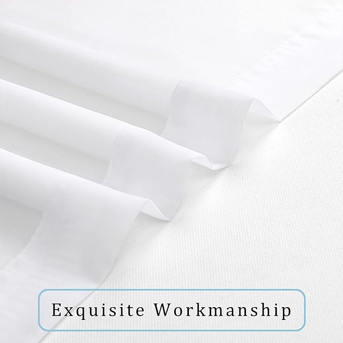 OWENIE White Short Sheer Curtains 24 Inches Long 2 Panels Set for Kitchen Window, Rod Pocket Light Filtering Sheer Tier Curtains for Small Laundry Room, RV, Camper Travel Trailers, 42 W x 24 L