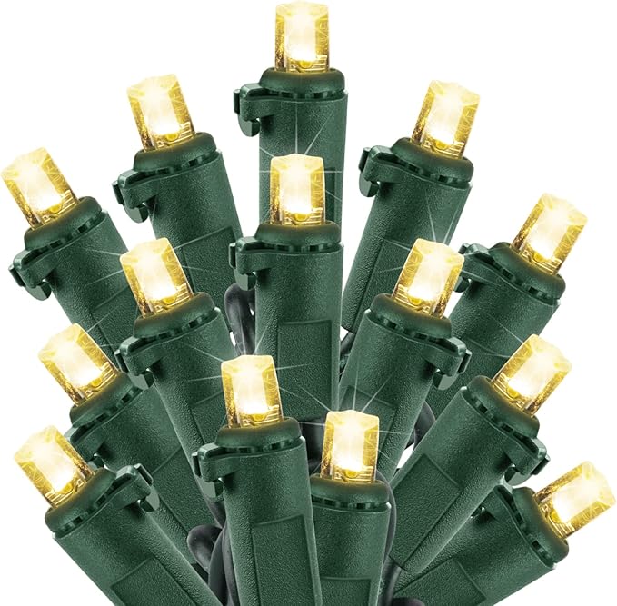 Christmas LED Mini String Lights, 28Feet 100LEDs Mini Lights for Christmas Tree, UL Listed Christma Lights Set Waterproof Plug in for Outdoor Indoor Wreath Roof Garland Holiday Decoration, Warm White