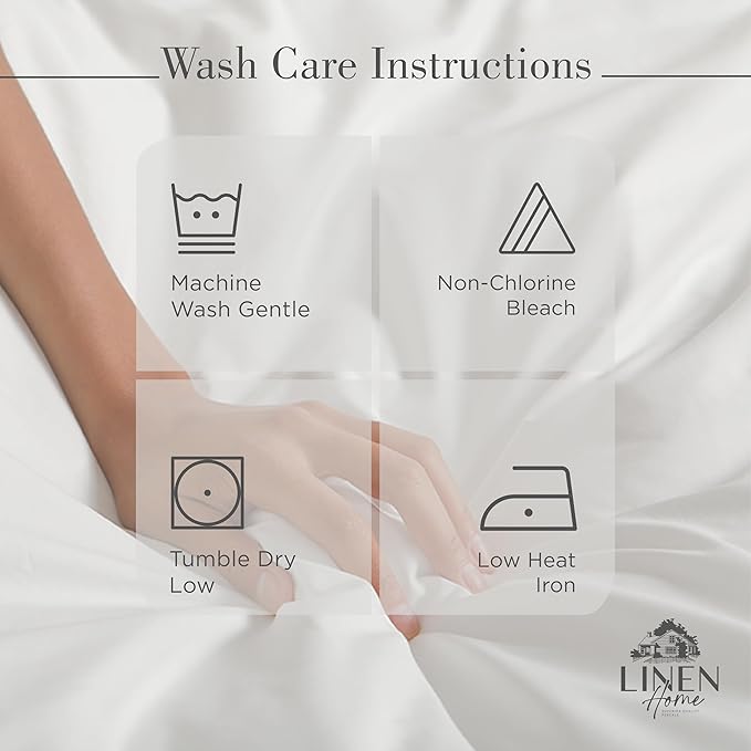 Linen Home 100% Cotton Percale Sheets Twin Size, White, Deep Pocket, 3 Pieces Set - 1 Flat, 1 Deep Pocket Fitted Sheet and 1 Pillowcase, Crisp Cool and Strong Bed Linen