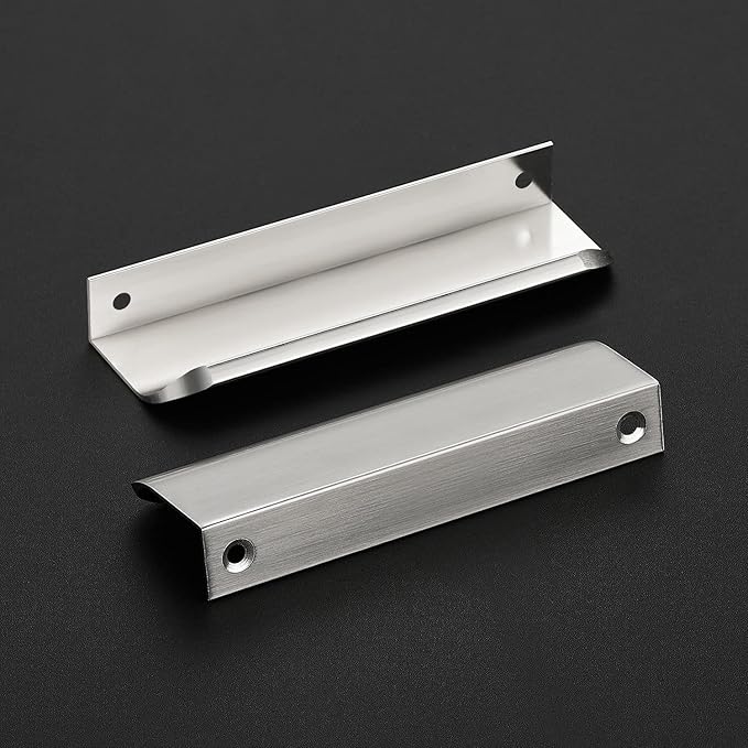 Ravinte Hardware 6 Pack Silver Cabinet Handles, 4.75 Inch (120mm) Finger Edge Pulls, 3.75 Inch Hole Center, Finger Pulls for Cabinets