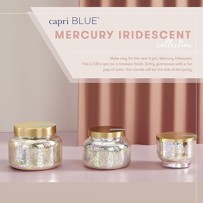 Capri Blue Reed Diffuser - Comes with Blue Jean Scented Diffuser Oil, Diffuser Sticks, and Mercury Iridescent Glass Bottle - Aromatherapy Diffuser (5.7 fl oz)