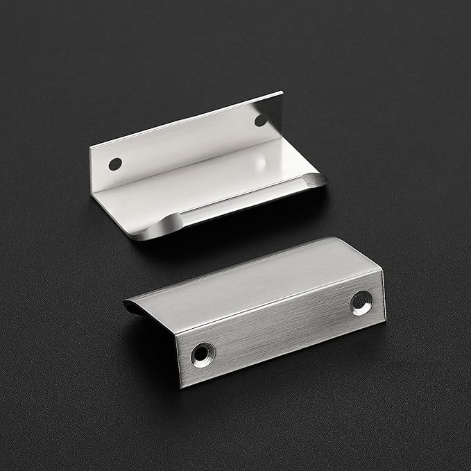 Ravinte Hardware 8 Pack Silver Cabinet Handles, 3 Inch (76mm) Finger Edge Pulls, 2 Inch Hole Center, Finger Pulls for Cabinets