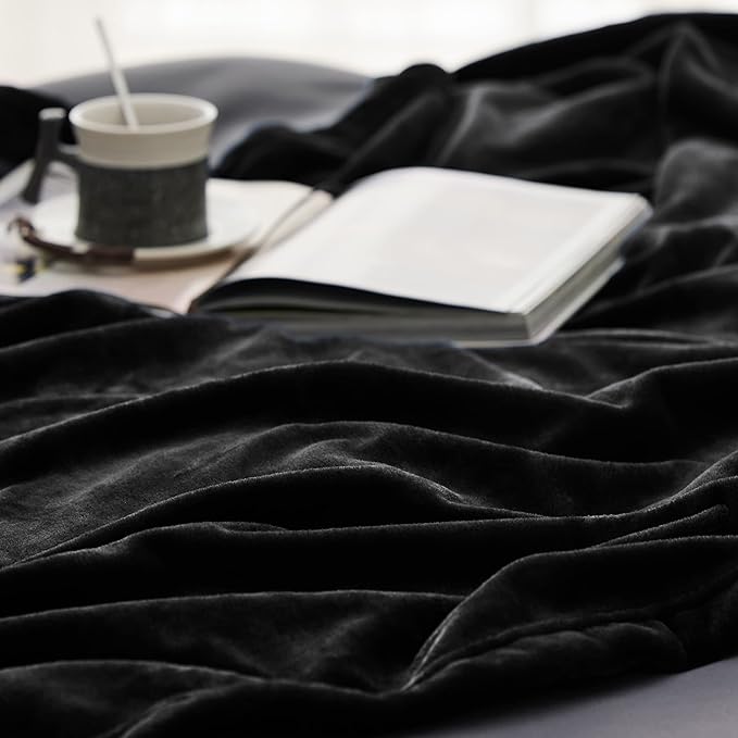 Bedsure GentleSoft Fleece Throw Blanket for Couch Black - Lightweight Plush Fuzzy Cozy Soft Halloween Blankets and Throws for Sofa, 50x60 inches