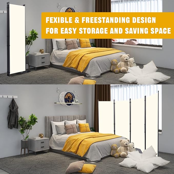 Room Divider 6FT Portable Room Dividers and Folding Privacy Screens, 88'' W Fabric Divider for Room Separation, 4 Panel Partition Room Dividers Freestanding Wall Divider Screen for Dorm Studio Office