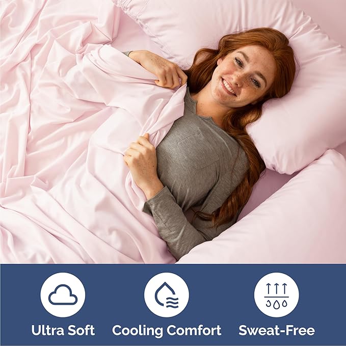Queen Size 4 Piece Sheet Set - Comfy Breathable & Cooling Bed Sheets Set - Hotel Luxury Bedding for Women, Men, Kids, Teens, Boys & Girls - Deep Pockets, Soft, Wrinkle Free - Oeko-Tex - Lavender Pink