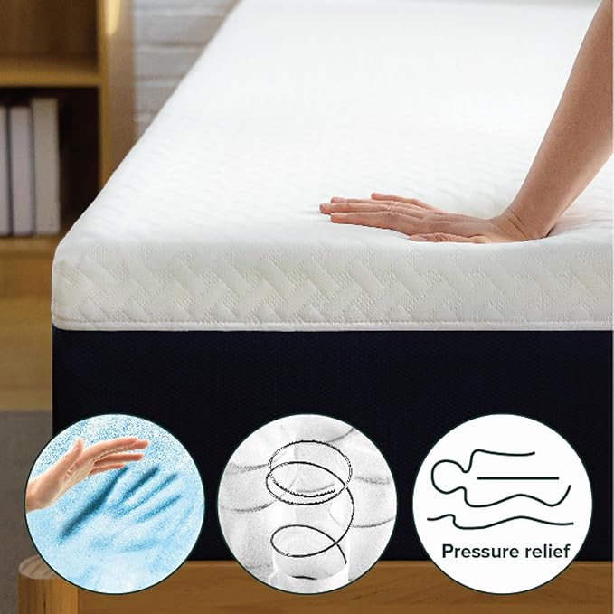 ZINUS 10 Inch Twin Cooling Comfort Hybrid Mattress [New Version], Fiberglass Free, Medium Firm Feel, Motion Isolation, Certified Safe Foams & Fabric