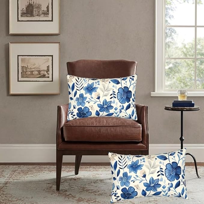 Throw Pillow Covers 31x47 Inch Pillow Covers Set of 2 Couch Pillows for Living Room, Blue Throw Pillows with Invisible Zipper, Soft Accent Pillows Decorative Pillows Farmhouse Decor, Scandinavian J334