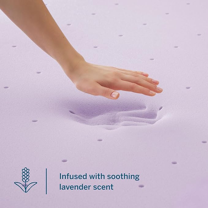 LUCID 2 Inch Lavender Infused Memory Foam Mattress Topper, Twin Size – Ventilated Design – Pressure Relieving Bed Topper - Mattress Pad – CertiPur Certified
