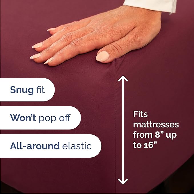 Cal King Size 4 Piece Sheet Set - Comfy Breathable & Cooling Bed Sheets Set - Hotel Luxury Bedding for Women, Men, Kids, Teens, Boys & Girls - Deep Pockets, Soft, Wrinkle Free - Oeko-Tex - Burgundy