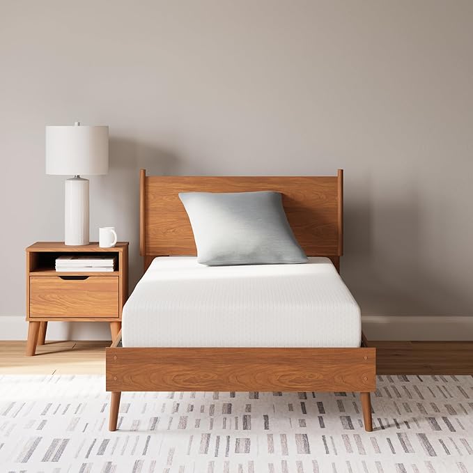 Signature Design by Ashley Twin Size Chime 8 Inch Medium Firm Gel Memory Foam Mattress with Green Tea & Charcoal Extract, Fiberglass Free, Mattress In A Box