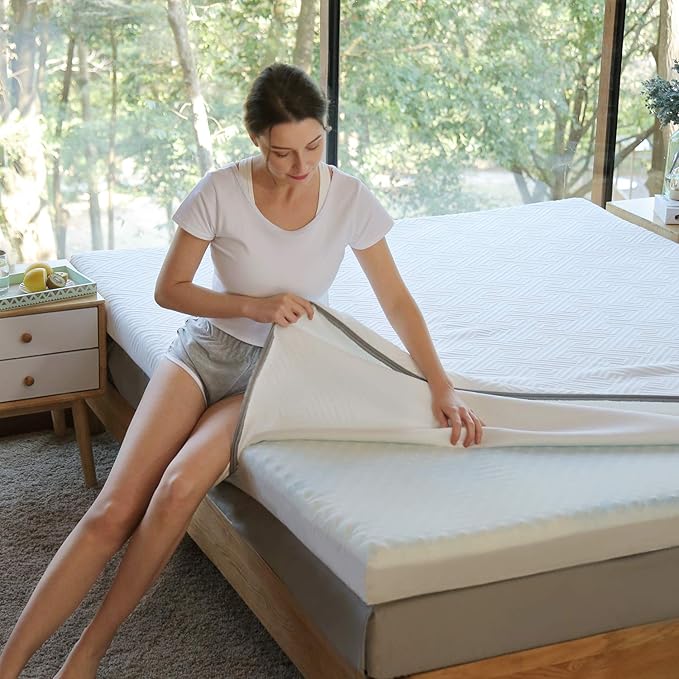 Novilla 3 Inch Foam Mattress Topper Twin, Medium Firm Memory Foam Mattress Topper, Gel Infused for Motion Isolation & Pressure Relieving, with Breathable Cover, Twin Size