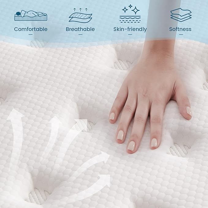 King Size Mattress, 14 Inch Hybrid Memory Foam King Bed Mattress with Pocket Springs for Motion Isolation Pressure Relief, CertiPUR-US