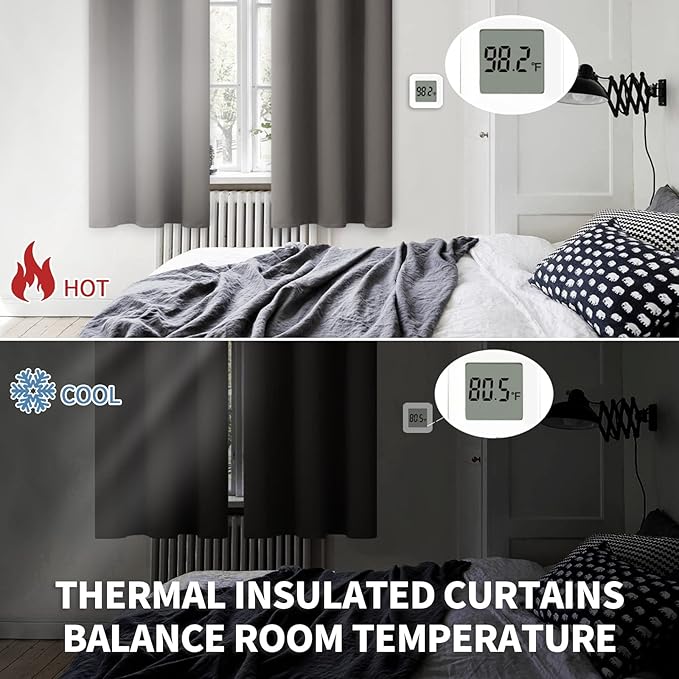 BGment Blackout Curtains for Bedroom - Grommet Thermal Insulated Room Darkening Curtains for Living Room, Set of 2 Panels (42 x 72 Inch, Grey)