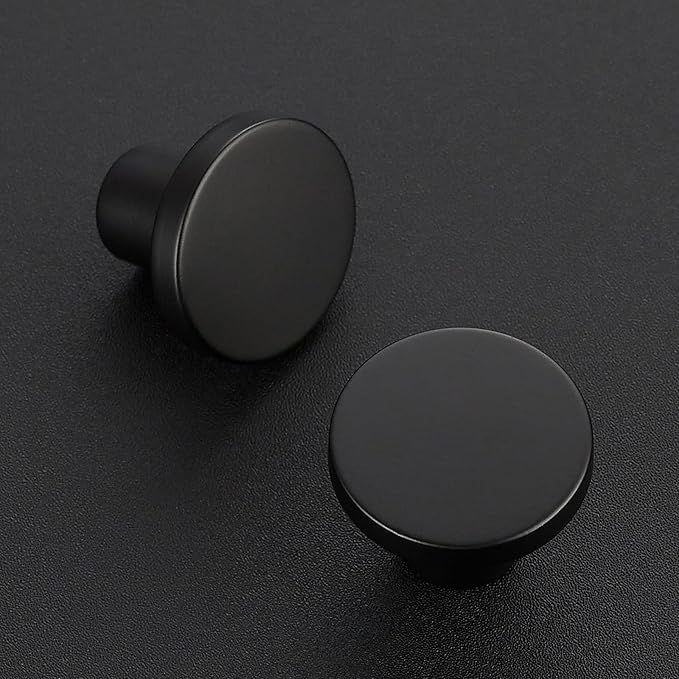 Ravinte 10 Pack Cabinet Knobs Black Kitchen Cabinet Knobs Round Dresser Drawer Pulls Closet Door Pulls 1-1/5 Inch