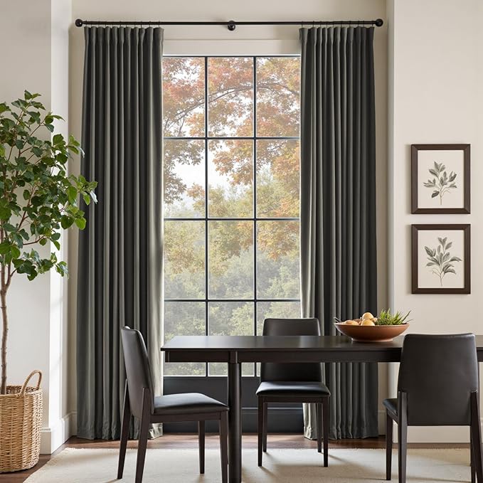 Lazzzy Velvet Blackout Curtains Thermal Insulated Room Window Drapes Super Soft Luxury Curtains for Living Room Bedroom Rod Pocket 2 Panels, Grey, 42" W x 90" L